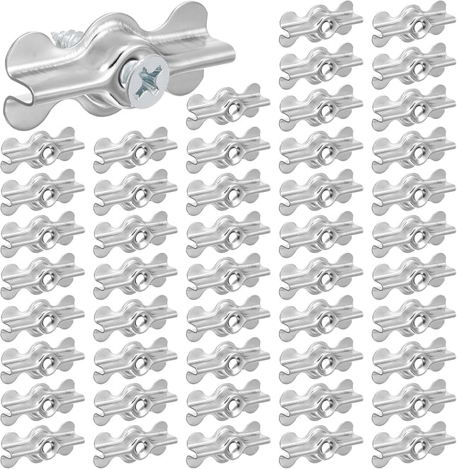 48 Sets Alloy Steel Flush Clip with Phillips Self-Tapping Screws 1-11/16 x 3/4 in Half Turn (Double Wing