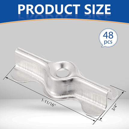 48 Sets Alloy Steel Flush Clip with Phillips Self-Tapping Screws, 1-11/16 x 3/4 in Half Turn Button Fasteners for Storm Windows, Screens & Combination Door Panels (Double Wing,Sliver)