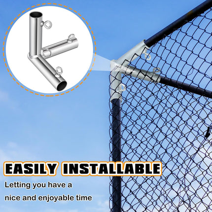 4 Pcs 3 Way 1 Flat Corner Canopy Fittings - Fits 1 Inch EMT Pipe Galvanized Steel Batting Cage EMT Conduit Fittings Heavy Duty Golf Frame Corner Kit with Tightening Threaded Eye Bolts
