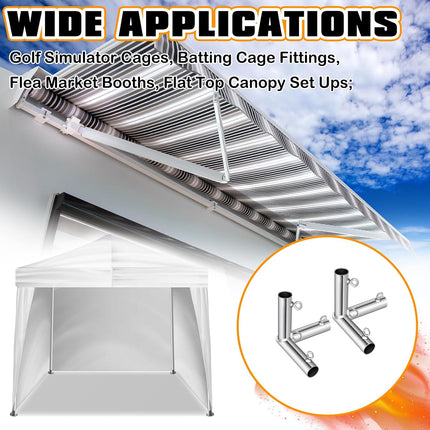 4 Pcs 3 Way 1 Flat Corner Canopy Fittings - Fits 1 Inch EMT Pipe Galvanized Steel Batting Cage EMT Conduit Fittings Heavy Duty Golf Frame Corner Kit with Tightening Threaded Eye Bolts