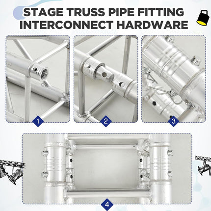 8 Pack Double Ended Conical Coupler with Clips Pin Truss Clamp DJ Stage Lighting Truss Pipe Connector Trusses Parts Stage Lighting Accessories Fit F34 F33 Pipe 50mm
