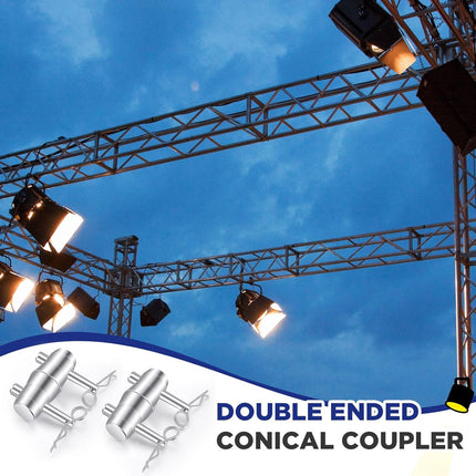 8 Pack Double Ended Conical Coupler with Clips Pin Truss Clamp DJ Stage Lighting Truss Pipe Connector Trusses Parts Stage Lighting Accessories Fit F34 F33 Pipe 50mm