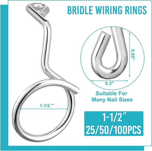 50 Pcs Bridle Rings for Low Voltage Wire and Cable 1-1/2 Inch Screw Mount Bridle – product detail