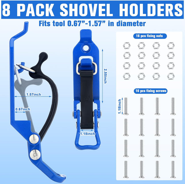 8 Pcs Shovel Holder Heavy Duty Shovel Mounts for Roof Rack Quick Release Axe Holder – product detail