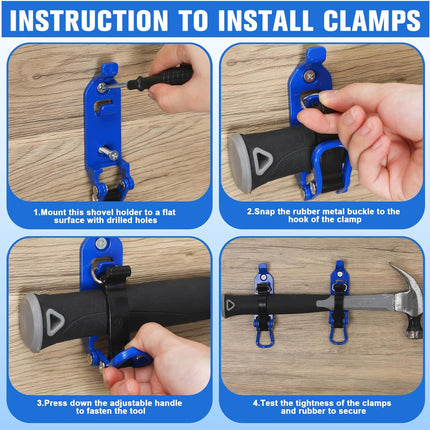 8 Pcs Shovel Holder, Heavy Duty Shovel Mounts for Roof Rack, Quick Release Axe Holder Mount Kit, Metal and Rubber Car Accessories Garage Storage Wall Mounting Brackets Truck