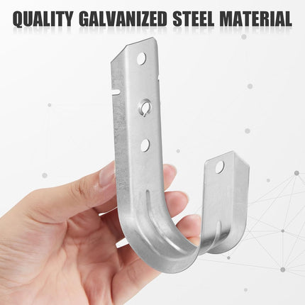 60 Pcs 2" Cable Support J Hooks Heavy Duty Galvanized Steel Wire Management Cable J Hooks Hangers for Attaching to Vertical Surfaces Wall Mounting, Silver