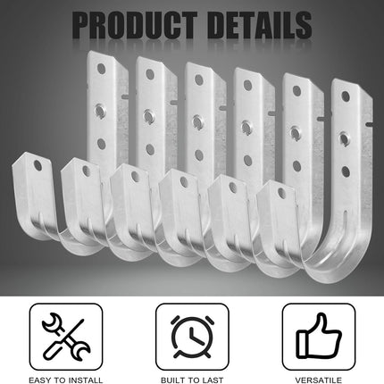 60 Pcs 2" Cable Support J Hooks Heavy Duty Galvanized Steel Wire Management Cable J Hooks Hangers for Attaching to Vertical Surfaces Wall Mounting, Silver