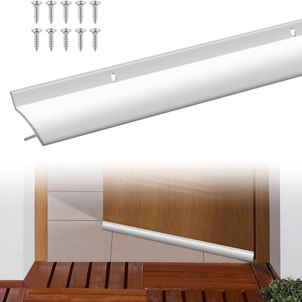 2 Pcs 37 in Aluminum Door Drip Cap with Screws, Rain Drip Guard, Door Bottom Sweep Edge Deflector Overall Height 1-1/2 in Window Rain Deflector for Diverting House Rainwater(Silver)