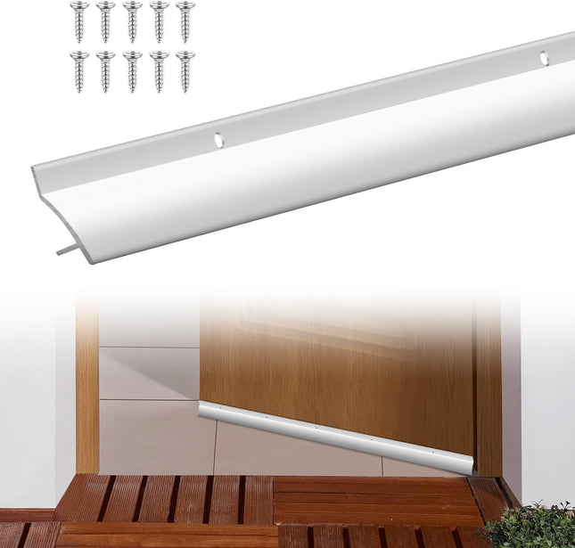 2 Pcs 37 in Aluminum Door Drip Cap with Screws Rain Drip Guard Door Bottom Sweep V1258-DP02-C-2878 in Silver