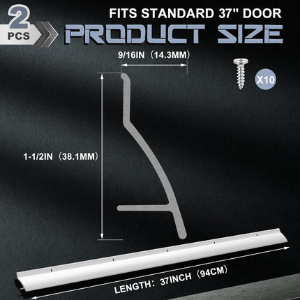 2 Pcs 37 in Aluminum Door Drip Cap with Screws, Rain Drip Guard, Door Bottom Sweep Edge Deflector Overall Height 1-1/2 in Window Rain Deflector for Diverting House Rainwater(Silver)