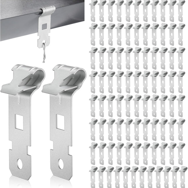 100 Pcs Z-Purlin Clips for Angled Flanges 1/8"-1/4" Thick, Z Clips Steel Hanging Clamp for Suspending Grid Wire and Jack Chain from Bar Joists and Purlins (Silver)