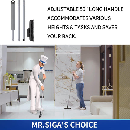 Heavy Duty Grout Scrub Brush with Long Handle, Shower Floor Scrubber for Cleaning, Tile Scrub Brush with Stiff Bristles