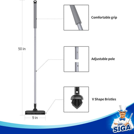 Heavy Duty Grout Scrub Brush with Long Handle, Shower Floor Scrubber for Cleaning, Tile Scrub Brush with Stiff Bristles