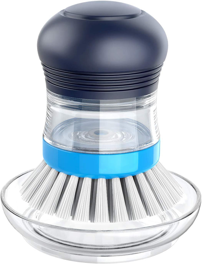 Soap Dispensing Palm Brush Storage Set Kitchen Brush with Holder for Pot Pan Sink Cleaning 1 Set