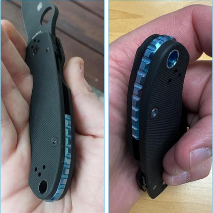 Anodized Titanium Back Spacer for Spyderco Para Military 3 (PM3), Not Fit FRN Lightweight Para 3, CNC Machined Spine Backspacer, Premium Custom Titanium Alloy Accessory – Black