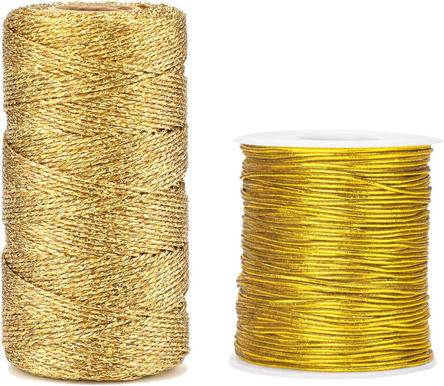 328 ft Gold Twine String and 328 ft Gold Elastic Cord V1258-DP02-C-2921