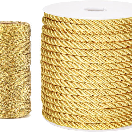 Gold Twine String and Gold Rope Bundle