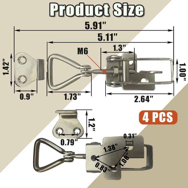 4PCS Thickened Stainless Steel Toggle Latch Clamp Adjustable Heavy Duty Pull Hasp Latches Toggle Latch – product detail