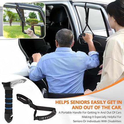 Portable Car Handle Assist Support with Grab Handle 3 in 1 Automotive Door Assist Handle Suitable for All U-Shaped Latch Cars Combined with Seatbelt Cutter and Window Breaker (Blue-2Pcs)