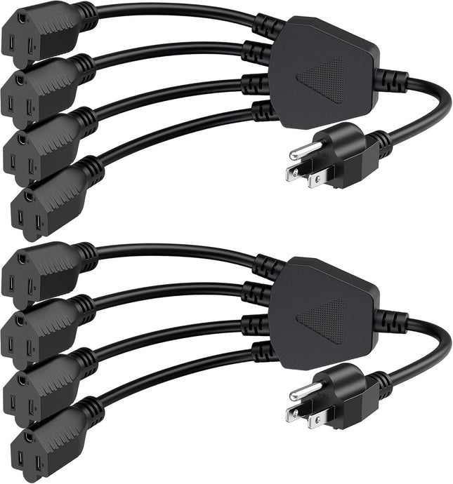 2-Pack 4 Outlet Power Splitter Cord