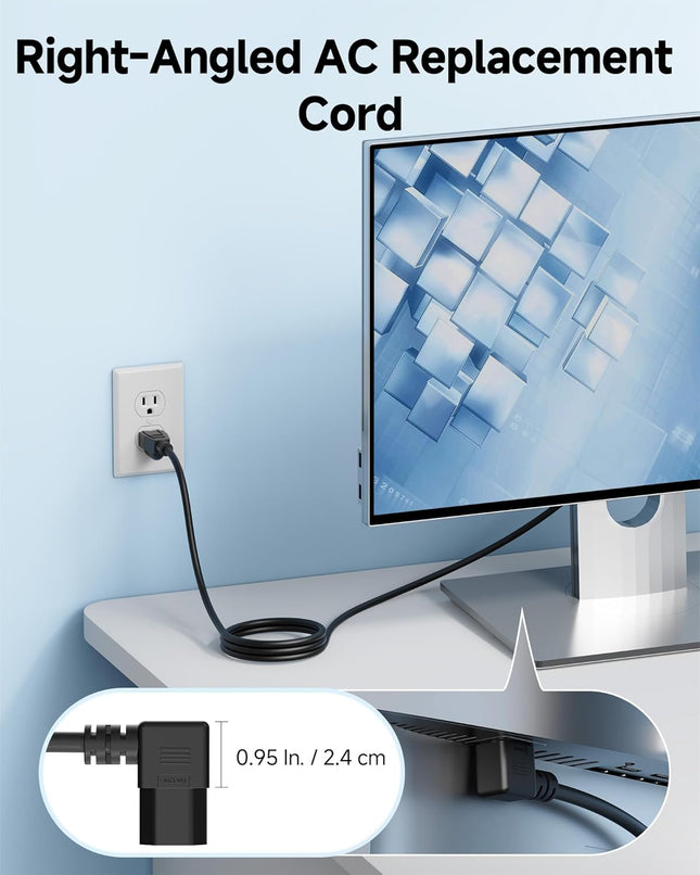 2-Pack 16 AWG Right Angle Power Cord – product detail