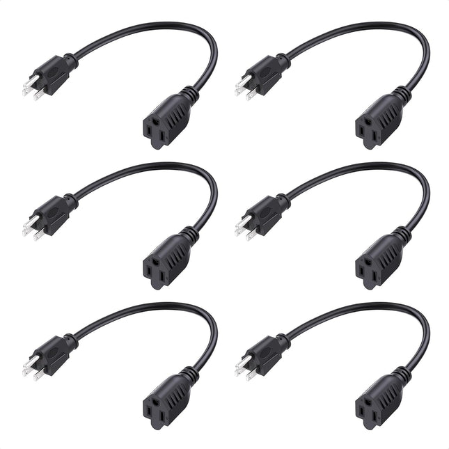 ETL Listed 6-Pack 16 AWG Heavy Duty 13A Short Power Extension Cord
