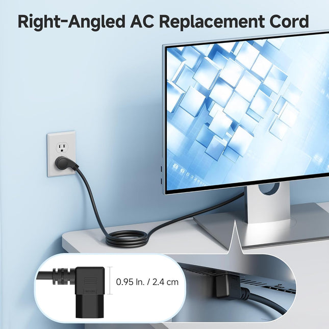 2-Pack 16 AWG Low Profile Right Angle Power Cord 90 Degree Power Cord 6 Feet (NEMA 5-15P to Angled IEC – product detail