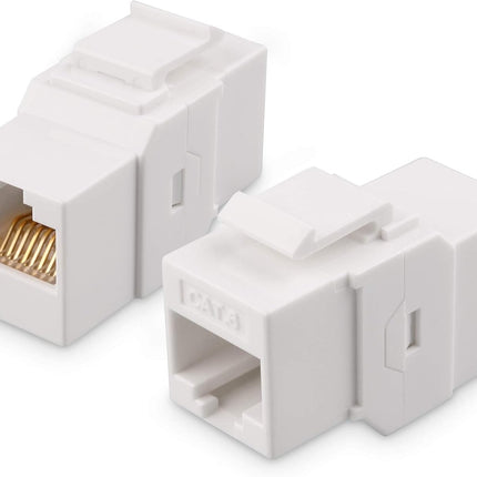 2-Pack 2-Port Ethernet Wall Plate, Cat6 Wall Plate with White RJ45 Keystone Jack, Ethernet Jack Outlet in White