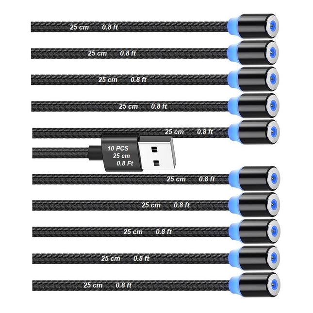 Magnetic Charging Cable 10pcs Just Short USB Cables No Magnetic Charging Tips 0.6 0.8ft/20 25cm 2.4