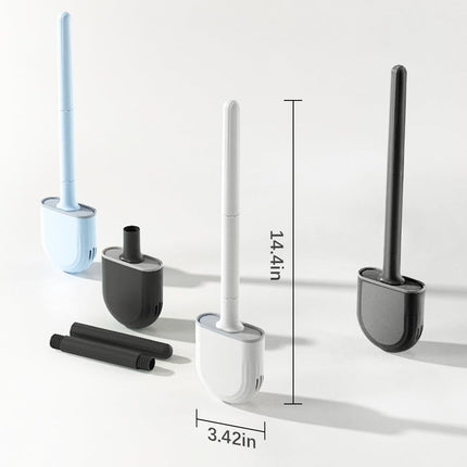 Mini RV Silicone Toilet Brush with TPR Bristles & ABS Detachable Handle Set, Flexible 360°Deep Cleaners Brushes, Wall-Mounted Design for Space-Saving RV Bathrooms Toilet Bowl Brush (Black)