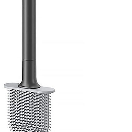 Mini RV Silicone Toilet Brush with TPR Bristles & ABS Detachable Handle Set, Flexible 360°Deep Cleaners Brushes, Wall-Mounted Design for Space-Saving RV Bathrooms Toilet Bowl Brush (Black)