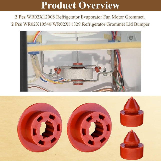 2 Pcs WR02X12008 Refrigerator Evaporator Fan Motor Grommet 2 Pcs WR02X10540 WR02X11329 – product detail