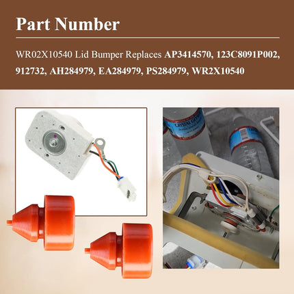 2 Pcs WR02X12008 Refrigerator Evaporator Fan Motor Grommet, 2 Pcs WR02X10540 WR02X11329 Refrigerator Grommet Lid Bumper, Fit for GE & Hotpoint Refrigerators and Freezer