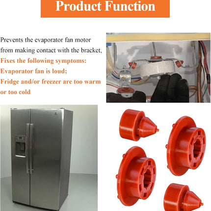 2 Pcs WR02X12008 Refrigerator Evaporator Fan Motor Grommet, 2 Pcs WR02X10540 WR02X11329 Refrigerator Grommet Lid Bumper, Fit for GE & Hotpoint Refrigerators and Freezer