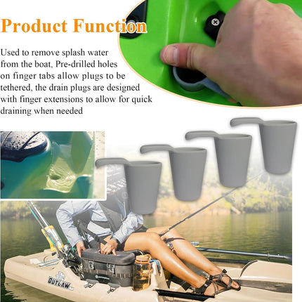 8 Pcs Kayak Scupper Hole Plugs Fits Scupper Holes 1" to 1-3/8", Compatible with Perception Sport Kayak, Dagger, Tarpon, Wilderness Systems sit-on-top Kayaks and Other Seated Kayaks