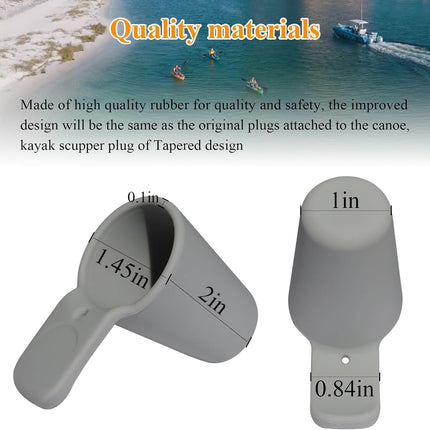 8 Pcs Kayak Scupper Hole Plugs Fits Scupper Holes 1" to 1-3/8", Compatible with Perception Sport Kayak, Dagger, Tarpon, Wilderness Systems sit-on-top Kayaks and Other Seated Kayaks