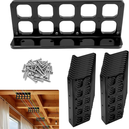 Cable Chase Wire Bracket Fit for NMB Electrical Cord Organized Management, 1" 10-Hole Cable Support Wire Bracket Holder W/Screws, NM Cable Support Organizer, Electrical Wire Dispenser, 25 Pcs Black