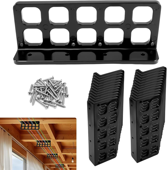 Cable Chase Wire Bracket Fit for NMB Electrical Cord Organized Management 1 10-Hole Cable Support in Black