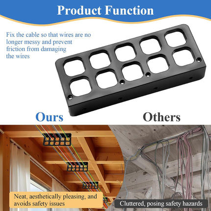 Cable Chase Wire Bracket Fit for NMB Electrical Cord Organized Management, 1" 10-Hole Cable Support Wire Bracket Holder W/Screws, NM Cable Support Organizer, Electrical Wire Dispenser, 25 Pcs Black