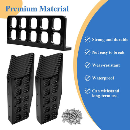 Cable Chase Wire Bracket Fit for NMB Electrical Cord Organized Management, 1" 10-Hole Cable Support Wire Bracket Holder W/Screws, NM Cable Support Organizer, Electrical Wire Dispenser, 25 Pcs Black