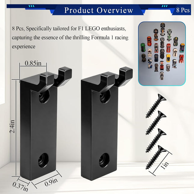 8 Pcs Formula 1 racing Wall Mount Hook Fits LEGO 42171 Mercedes-AMG F1 W14 E – product detail