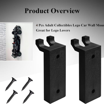 4 Pcs Formula 1 racing Wall Mount Hook, Fits LEGO 42171 Mercedes-AMG F1 W14 E Performance Racing Car Building Set, Adult Collectibles LegoCar Wall Mount, Great for Lego Lovers (Only Wall Mount Hook)
