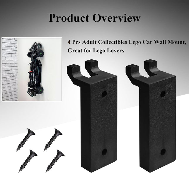 4 Pcs Formula 1 racing Wall Mount Hook Fits LEGO 42171 Mercedes-AMG F1 W14 E Performance (Only Wall Mount – product detail