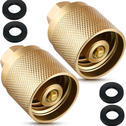 2 Pack Forklift Connector Female, Replacement for 7141F Propane Tank Connector, 1-1/4" Female Inlet x 1/4" NPT Female Outlet, with 4 Pcs Rubber O Rings