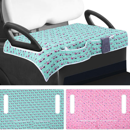 2 Pack Golf Cart Seat Covers Funny Seat Towel Blanket with 2 Large Front Pockets & Non Slip Backing Universal Fit for 2 Person Golf Cart 52" x 30"