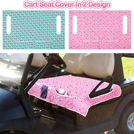 2 Pack Golf Cart Seat Covers Funny Seat Towel Blanket with 2 Large Front Pockets & Non Slip Backing Universal Fit for 2 Person Golf Cart 52" x 30"