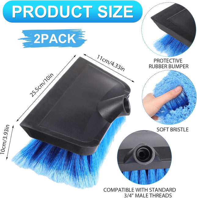 2 Pcs 10 Inch Solar Panel Soft Brush Cleaner Head Bristles Scrub Brush with Rubber Protective – product detail
