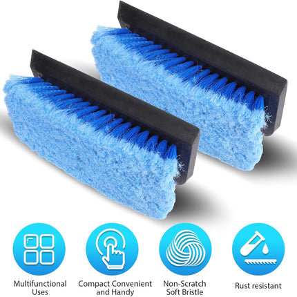 2 Pcs 10 Inch Solar Panel Soft Brush Cleaner Head, Bristles Scrub Brush with Rubber Protective Pads Prevent Scratches, for Solar Panels, Cars, RV, Trucks, Boats, Facades of Houses(Blue)