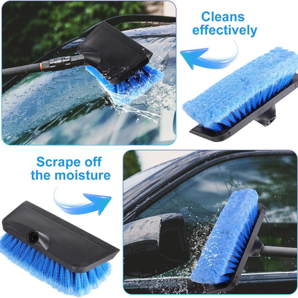 2 Pcs 10 Inch Solar Panel Soft Brush Cleaner Head, Bristles Scrub Brush with Rubber Protective Pads Prevent Scratches, for Solar Panels, Cars, RV, Trucks, Boats, Facades of Houses(Blue)
