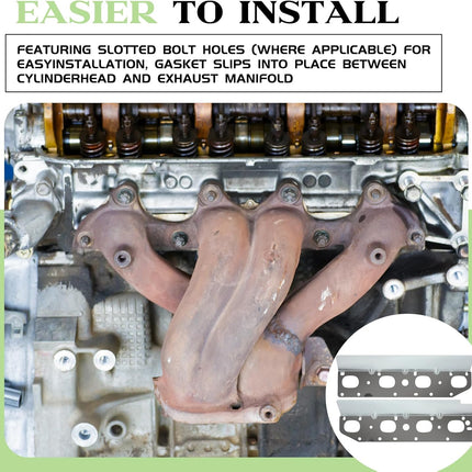 Exhaust Manifold Gasket Set with Bolts and Studs Exhaust Manifold Hardware Gasket Kit Compatible with Ram 5.7l with Bolt Studsv8 2009-2020 1500 2500 3500 Engines(Complete Left + Right)